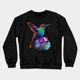 Psychedelic Hummingbird and Space Crystal Crewneck Sweatshirt